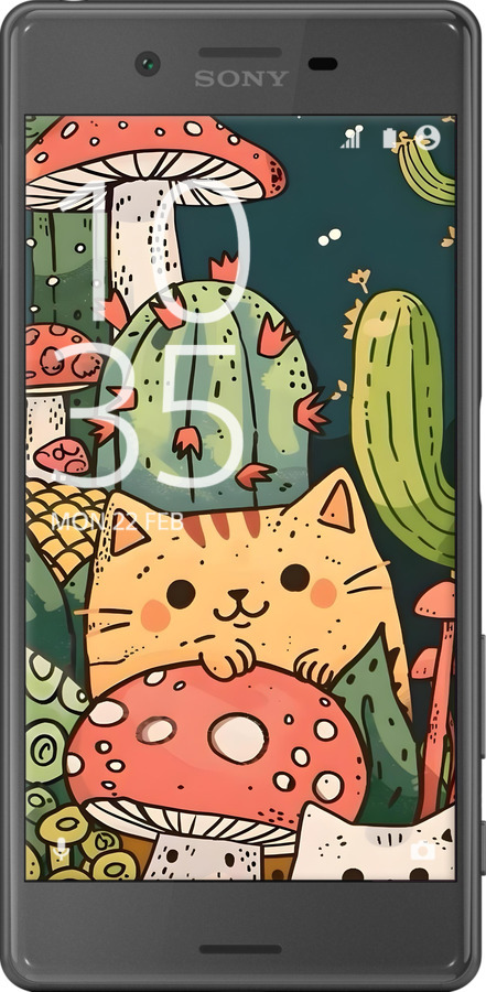 2D пластиковый чехол Коты грибы для Sony Xperia X F5122 - 6321t-446 изображение 