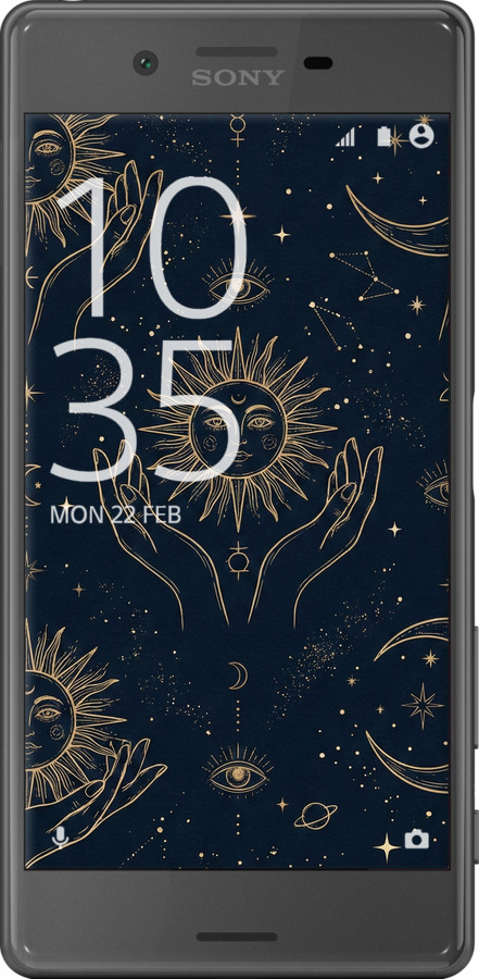 2D пластиковый чехол Celestial Harmony: Sun & Moon Gold Mystic Pattern для Sony Xperia X F5122 - 6778t-446 изображение 