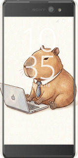 3D пластиковий глянцевий чехол Funny Capybara CEO Working для Sony Xperia XA Ultra Dual F3212 - 6777c-391 изображение 