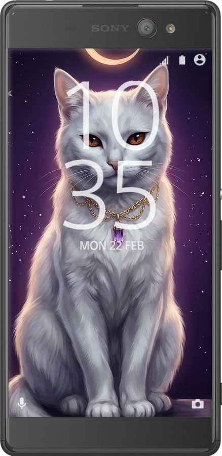 2D пластиковый чехол Mystic White Cat Gothic Dark Purple Gold для Sony Xperia XA Ultra Dual F3212 - 6805t-391 изображение 