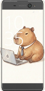 3D пластиковый матовый чехол Funny Capybara CEO Working для Sony Xperia XA F3112 - 6777m-399 изображение 