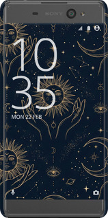 3D пластиковый матовый чехол Celestial Harmony: Sun & Moon Gold Mystic Pattern для Sony Xperia XA F3112 - 6778m-399 изображение 