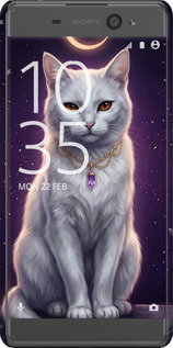 3D пластиковий глянцевий чехол Mystic White Cat Gothic Dark Purple Gold для Sony Xperia XA F3112 - 6805c-399 изображение 