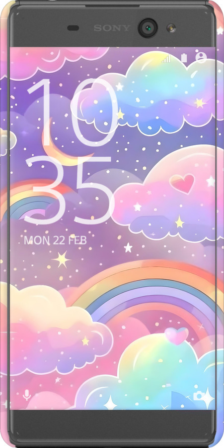 3D пластиковий глянцевий чехол Хмари та веселка для Sony Xperia XA F3112 - 6312c-399 изображение 