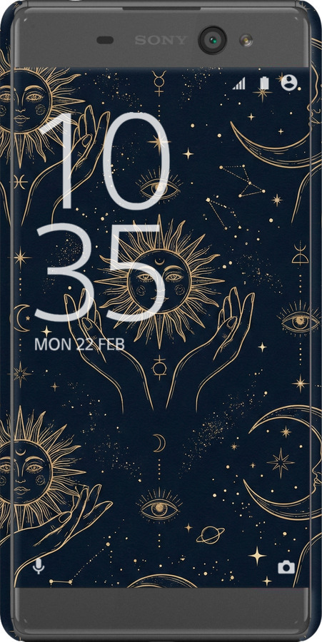 3D пластиковый матовый чехол Celestial Harmony: Sun & Moon Gold Mystic Pattern для Sony Xperia XA F3112 - 6778m-399 изображение 