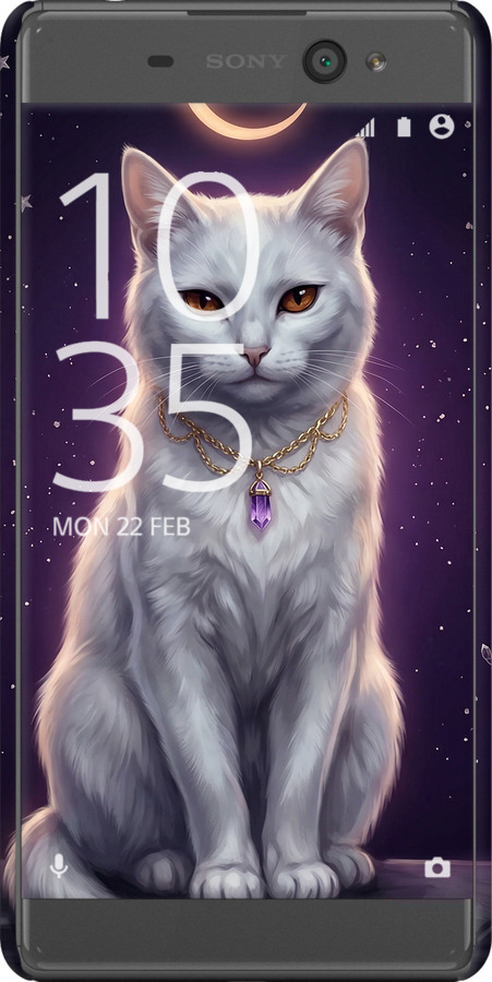 3D пластиковий глянцевий чехол Mystic White Cat Gothic Dark Purple Gold для Sony Xperia XA F3112 - 6805c-399 изображение 