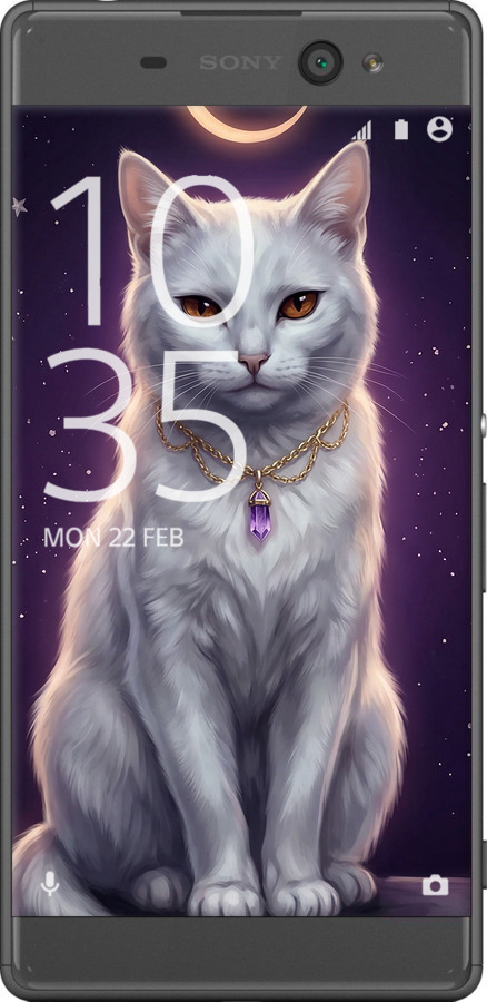 2D пластиковый чехол Mystic White Cat Gothic Dark Purple Gold для Sony Xperia XA F3112 - 6805t-399 изображение 