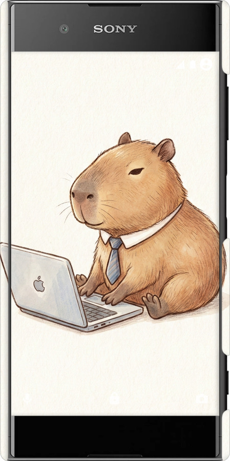 3D пластиковый матовый чехол Funny Capybara CEO Working для Sony Xperia XA1 Plus G3412 - 6777m-1129 изображение 