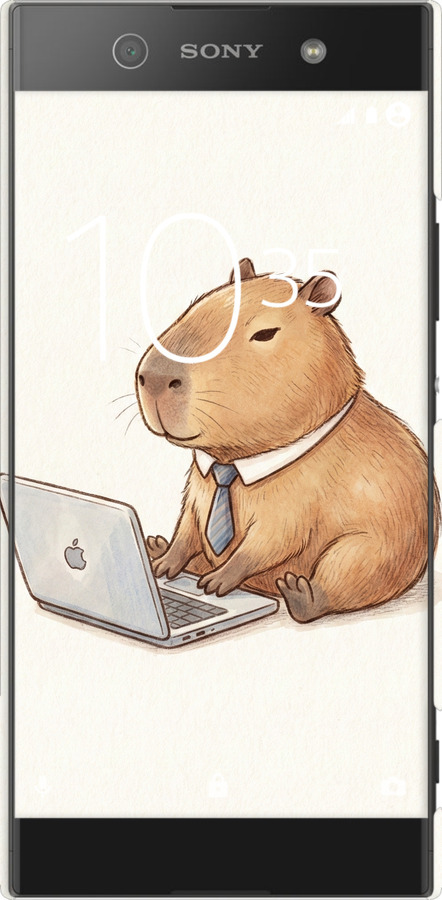 3D пластиковый матовый чехол Funny Capybara CEO Working для Sony Xperia XA1 Ultra G3212 - 6777m-1237 изображение 