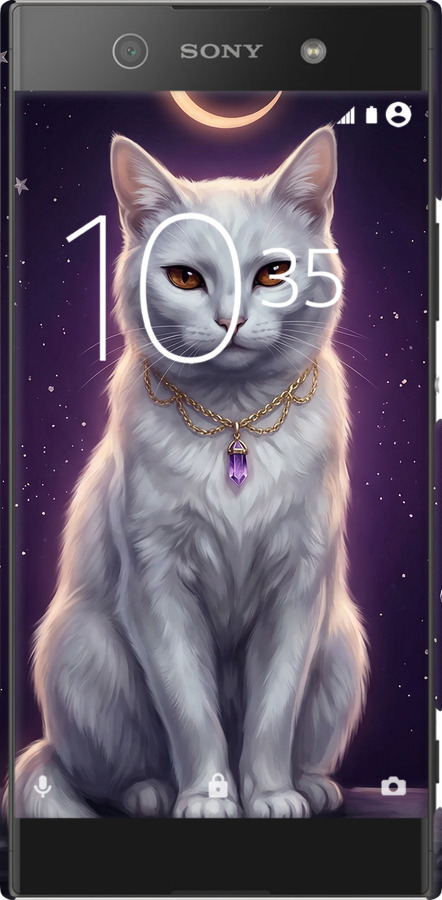 3D пластиковый матовый чехол Mystic White Cat Gothic Dark Purple Gold для Sony Xperia XA1 Ultra G3212 - 6805m-1237 изображение 