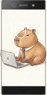 3D пластиковый матовый чехол Funny Capybara CEO Working для Sony Xperia XA1 G3112 - 6777m-964 изображение 