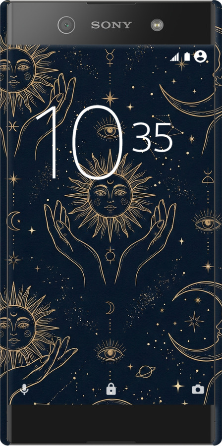 3D пластиковый матовый чехол Celestial Harmony: Sun & Moon Gold Mystic Pattern для Sony Xperia XA1 G3112 - 6778m-964 изображение 