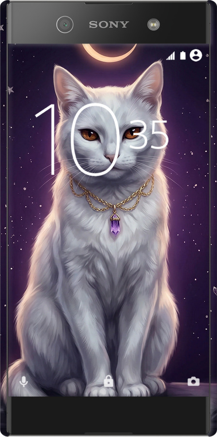 3D пластиковый матовый чехол Mystic White Cat Gothic Dark Purple Gold для Sony Xperia XA1 G3112 - 6805m-964 изображение 