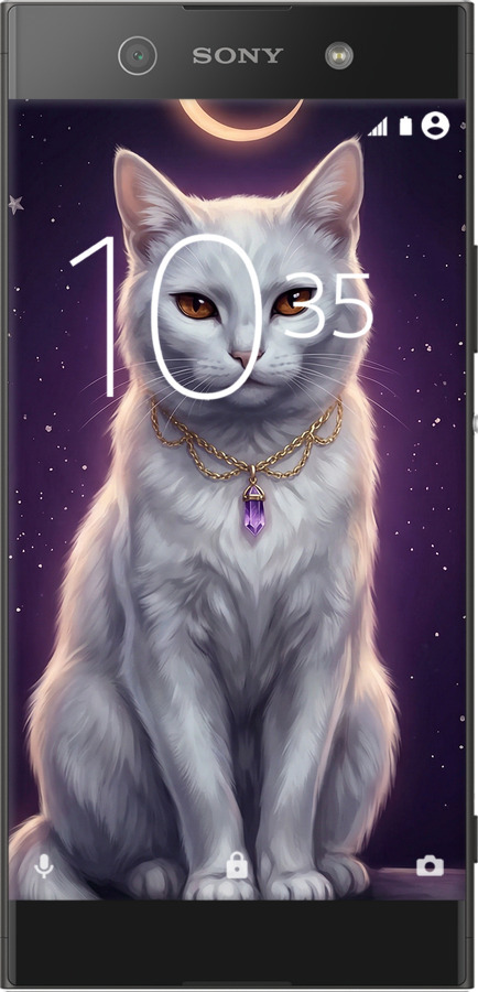 2D пластиковий чехол Mystic White Cat Gothic Dark Purple Gold для Sony Xperia XA1 G3112 - 6805t-964 изображение 