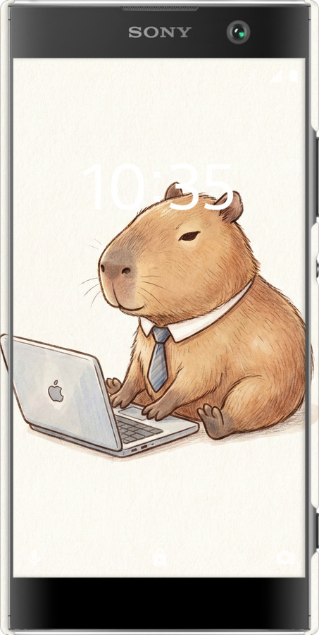 3D пластиковый матовый чехол Funny Capybara CEO Working для Sony Xperia XA2 H4113 - 6777m-1357 изображение 