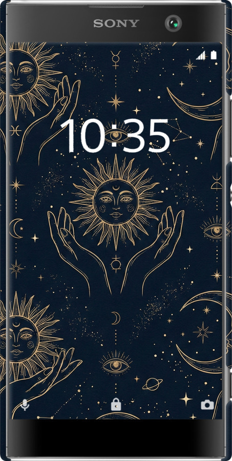3D пластиковый матовый чехол Celestial Harmony: Sun & Moon Gold Mystic Pattern для Sony Xperia XA2 H4113 - 6778m-1357 изображение 
