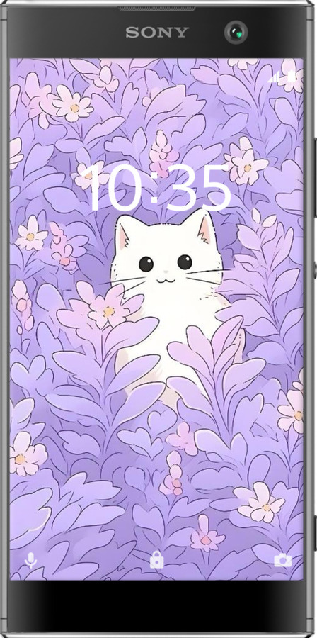2D пластиковый чехол Котик в цветах для Sony Xperia XA2 H4113 - 6390t-1357 изображение 