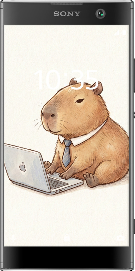 2D пластиковый чехол Funny Capybara CEO Working для Sony Xperia XA2 H4113 - 6777t-1357 изображение 