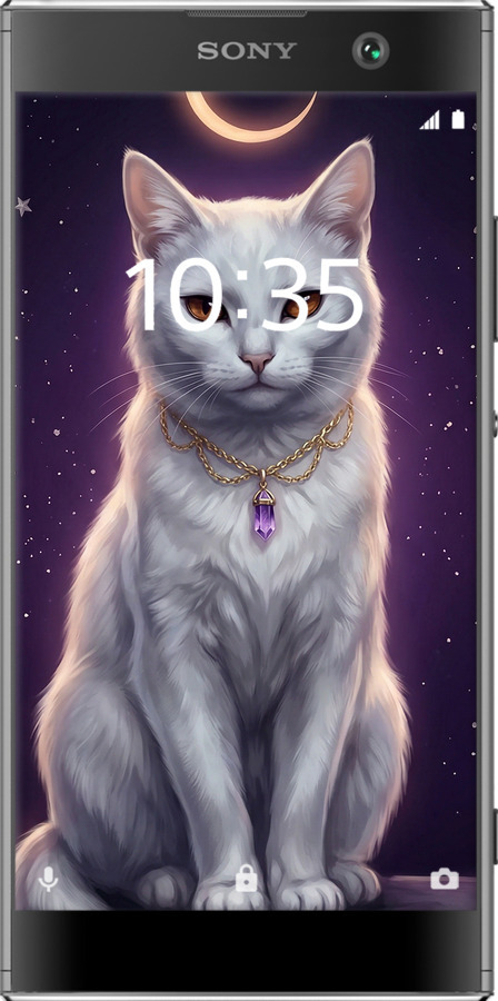 2D пластиковый чехол Mystic White Cat Gothic Dark Purple Gold для Sony Xperia XA2 H4113 - 6805t-1357 изображение 