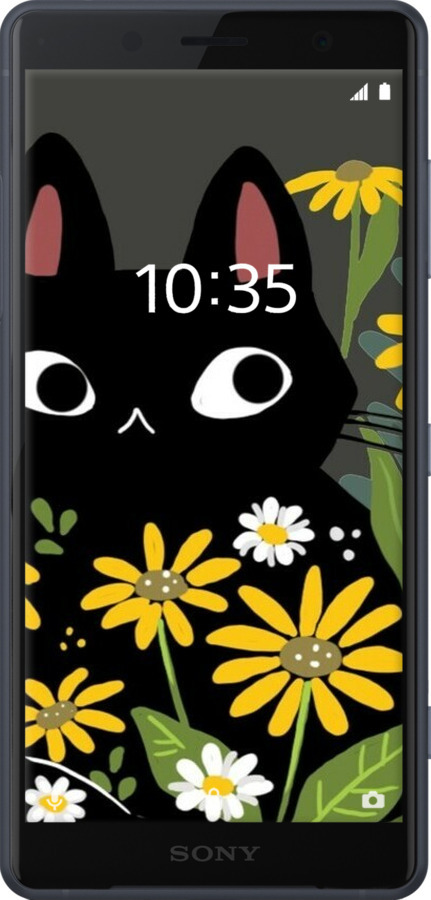 Силіконовий чехол Чорний кіт з квітами для Sony Xperia XZ2 H8266 - 6448u-1378 изображение 