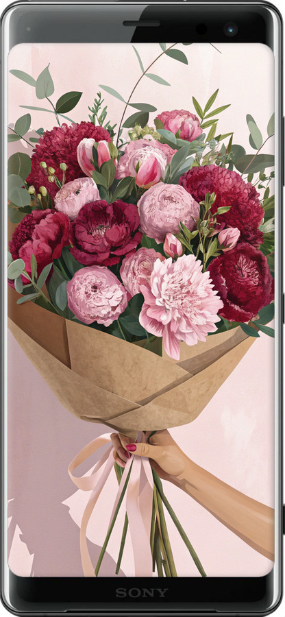 Силиконовый чехол Пионы 1 для Sony Xperia XZ3 H9436 - 6705u-1540 изображение 