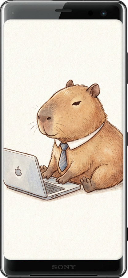 Силиконовый чехол Funny Capybara CEO Working для Sony Xperia XZ3 H9436 - 6777u-1540 изображение 