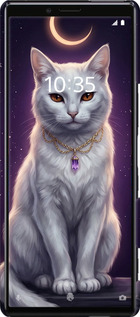 3D пластиковий матовий чехол Mystic White Cat Gothic Dark Purple Gold для Sony Xperia XZ4 - 6805m-1623 изображение 