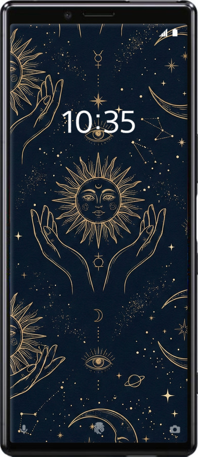 Силиконовый чехол Celestial Harmony: Sun & Moon Gold Mystic Pattern для Sony Xperia XZ4 - 6778u-1623 изображение 