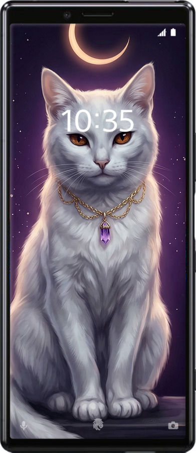 Силіконовий чехол Mystic White Cat Gothic Dark Purple Gold для Sony Xperia 1 J9110 - 6805u-1760 изображение 