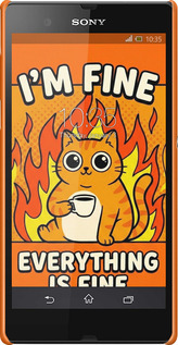 3D пластиковый матовый чехол Funny Cat для Sony Xperia Z C6602 - 6786m-40 изображение 