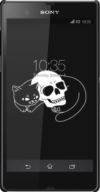 3D пластиковый матовый чехол С изображением кота и черепа для Sony Xperia Z C6602 - 6491m-40 изображение 