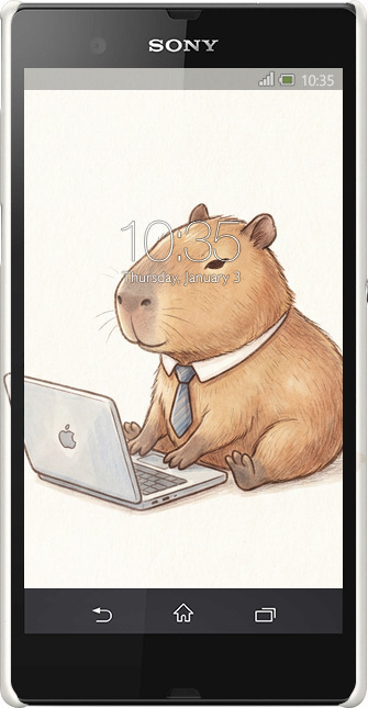 3D пластиковый матовый чехол Funny Capybara CEO Working для Sony Xperia Z C6602 - 6777m-40 изображение 