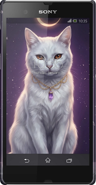 3D пластиковый матовый чехол Mystic White Cat Gothic Dark Purple Gold для Sony Xperia Z C6602 - 6805m-40 изображение 