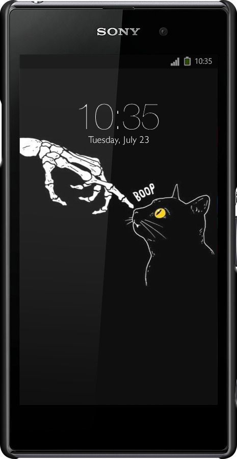 3D пластиковый глянцевый чехол Кошка для Sony Xperia Z1 C6902 - 6505c-38 изображение 