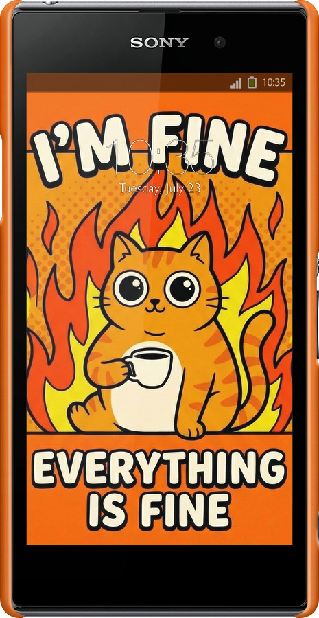 3D пластиковый матовый чехол Funny Cat для Sony Xperia Z1 C6902 - 6786m-38 изображение 