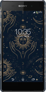 3D пластиковый матовый чехол Celestial Harmony: Sun & Moon Gold Mystic Pattern для Sony Xperia Z2 D6502/D6503 - 6778m-43 изображение 