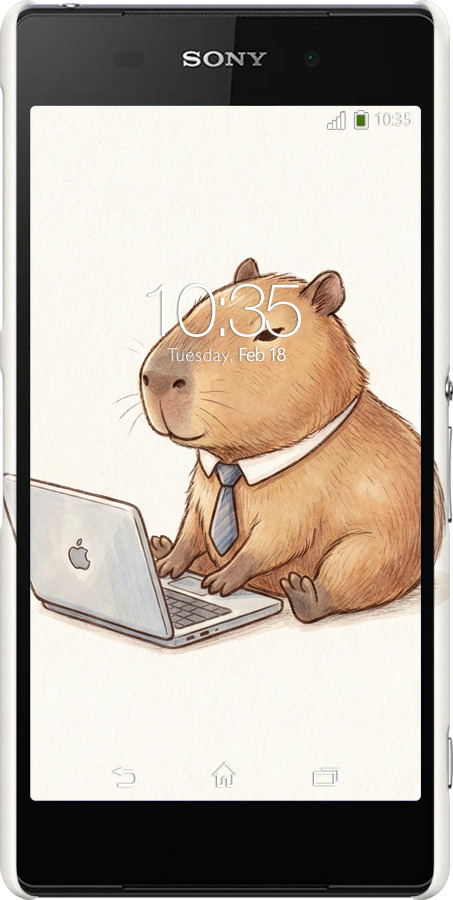3D пластиковый матовый чехол Funny Capybara CEO Working для Sony Xperia Z2 D6502/D6503 - 6777m-43 изображение 