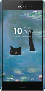 3D пластиковый глянцевый чехол С изображением кота и водяной лилии Monet для Sony Xperia Z3 dual D6633 - 6519c-59 изображение 