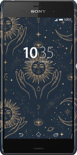 3D пластиковый глянцевый чехол Celestial Harmony: Sun & Moon Gold Mystic Pattern для Sony Xperia Z3 D6603 - 6778c-58 изображение 