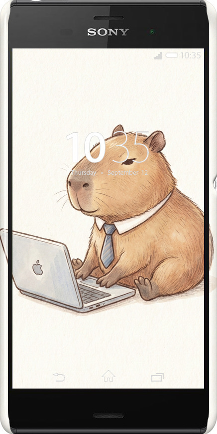 3D пластиковый глянцевый чехол Funny Capybara CEO Working для Sony Xperia Z3 dual D6633 - 6777c-59 изображение 