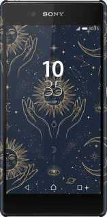 3D пластиковый матовый чехол Celestial Harmony: Sun & Moon Gold Mystic Pattern для Sony Xperia Z3+ Dual E6533 - 6778m-165 изображение 