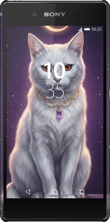 3D пластиковый глянцевый чехол Mystic White Cat Gothic Dark Purple Gold для Sony Xperia Z3+ Dual E6533 - 6805c-165 изображение 