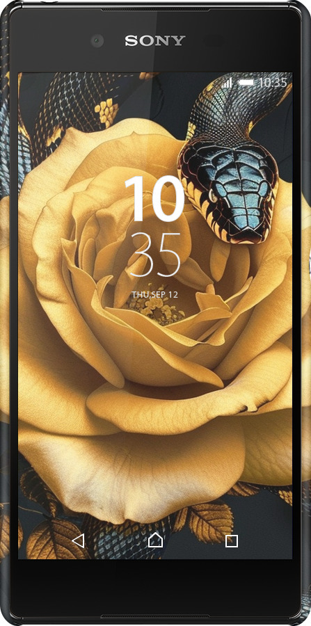 3D пластиковий матовий чехол Black snake and golden rose для Sony Xperia Z3+ Dual E6533 - 6068m-165 изображение 