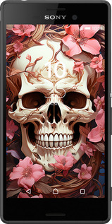 Силіконовий чехол Череп у рожевих квітах для Sony Xperia Z3+ Dual E6533 - 5965u-165 изображение 