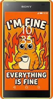 3D пластиковый глянцевый чехол Funny Cat для Sony Xperia Z5 Compact E5823 - 6786c-322 изображение 