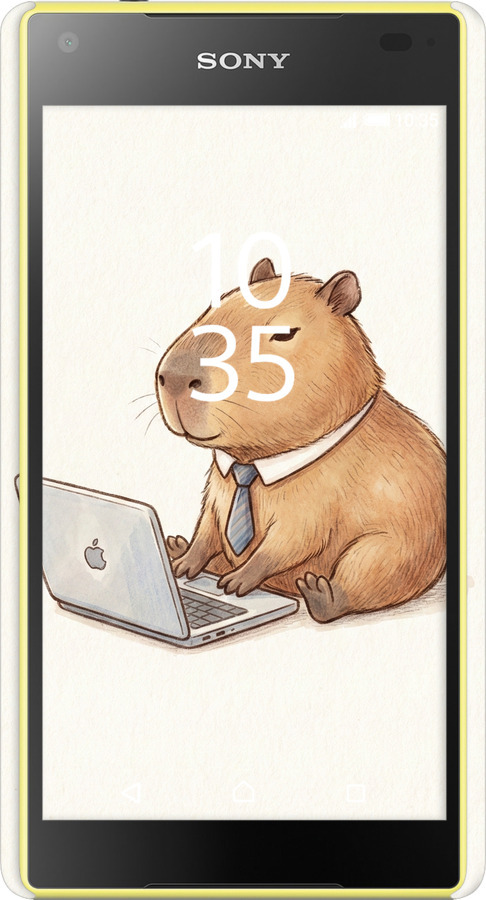 3D пластиковый глянцевый чехол Funny Capybara CEO Working для Sony Xperia Z5 Compact E5823 - 6777c-322 изображение 