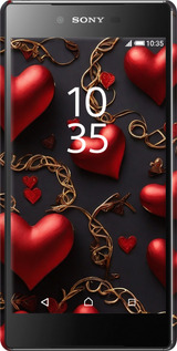 3D пластиковый глянцевый чехол Сердечки для Sony Xperia Z5 Premium E6883 - 5831c-345 изображение 