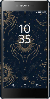 3D пластиковый глянцевый чехол Celestial Harmony: Sun & Moon Gold Mystic Pattern для Sony Xperia Z5 Premium E6883 - 6778c-345 изображение 