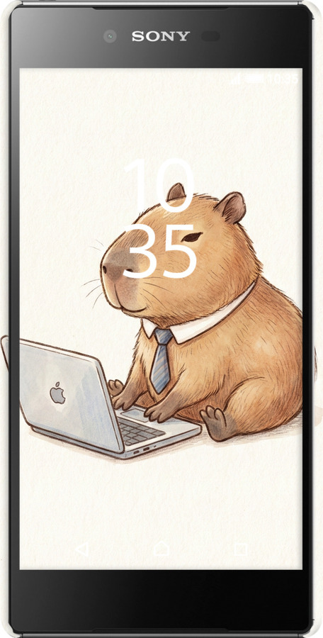 3D пластиковый глянцевый чехол Funny Capybara CEO Working для Sony Xperia Z5 Premium E6883 - 6777c-345 изображение 