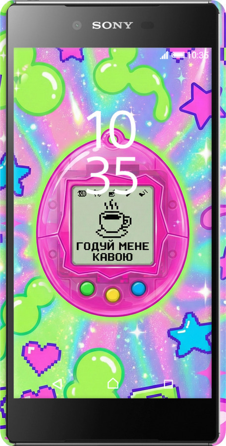 3D пластиковый глянцевый чехол Y2K Aesthetic Retro Pet: Годуй мене кавою для Sony Xperia Z5 Premium E6883 - 6784c-345 изображение 